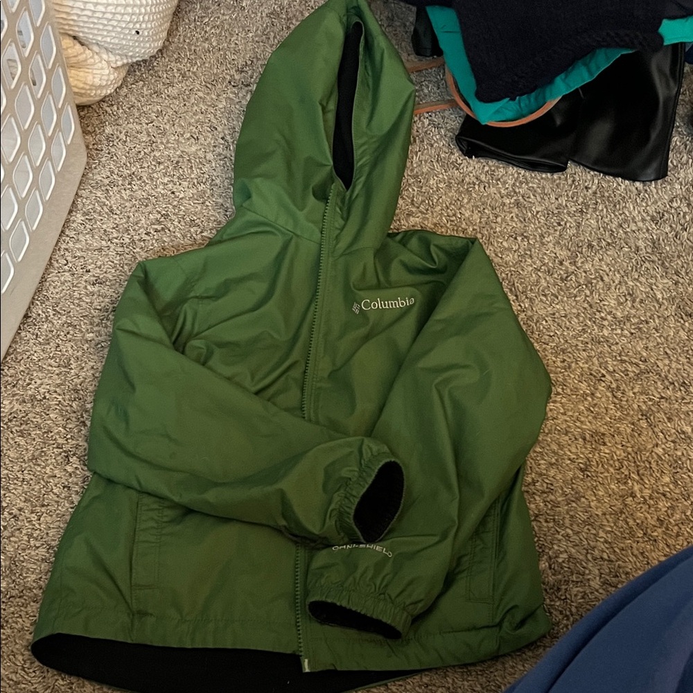 Columbia Kids' Vibrant Green Raincoat- Reversible